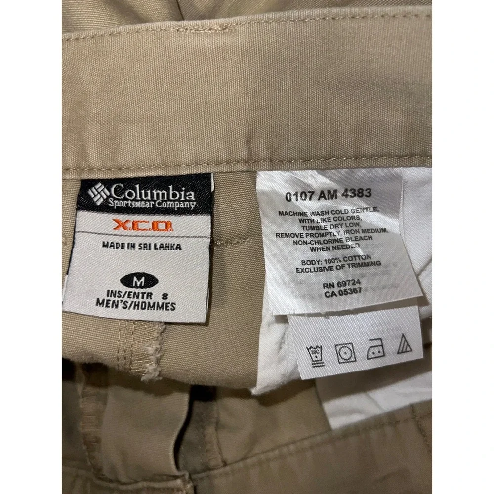 Columbia XCO Mens Khaki Cargo Shorts Tan Cotton Outdoor Hiking Medium 8 Inseam